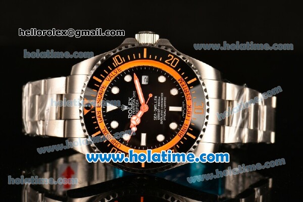 Rolex Sea-Dweller Deepsea Asia 2813 Automatic Steel Case/Strap with Black Dial and Orange Diver Index - Click Image to Close